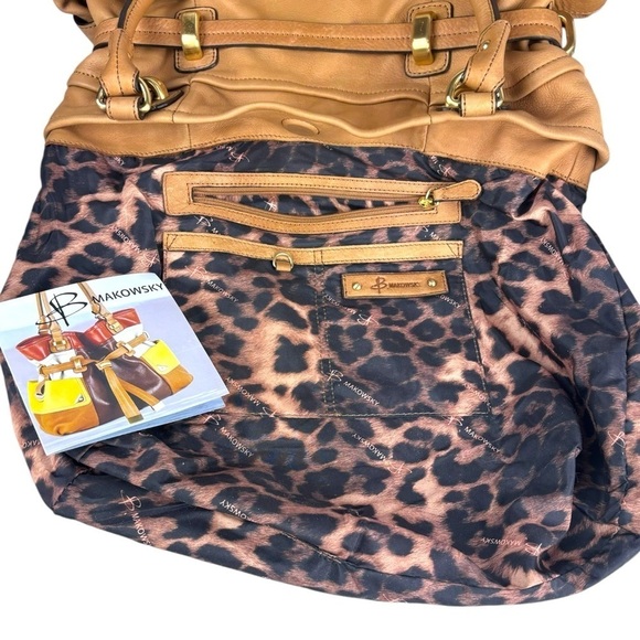 B. MAKOWSKY EDEN CAMEL TAN PEBBLED LEATHER SLOUCHY OVERSIZED SHOPPER TOTE BAG - Picture 14 of 15